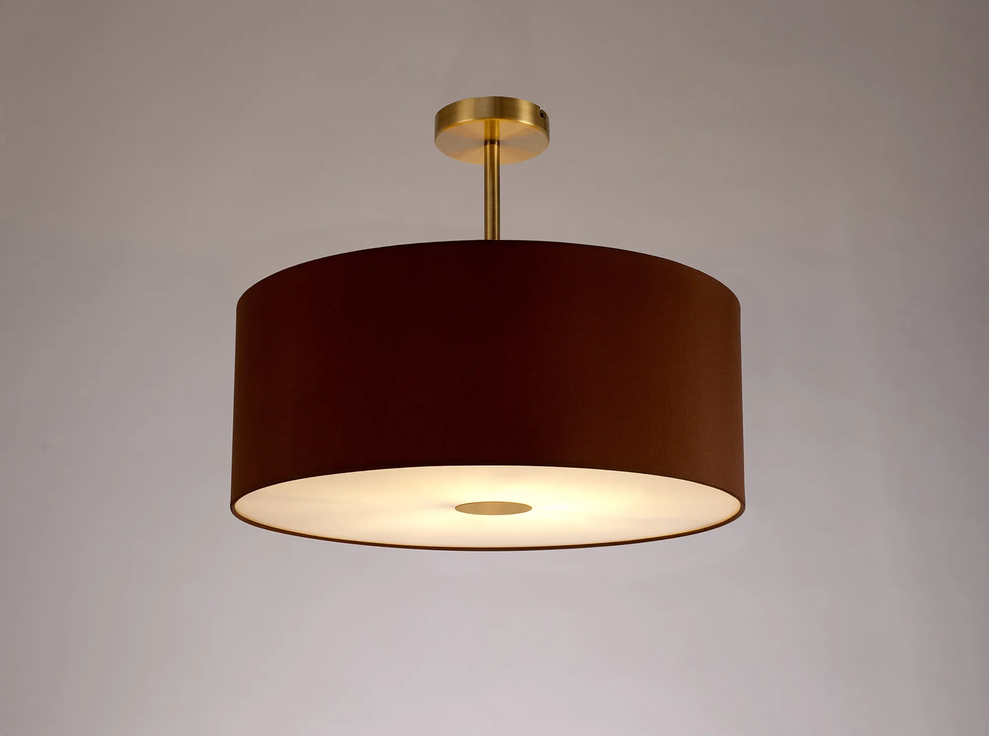 Baymont 50cm Semi Flush 1 Light Antique Brass, Raw Cocoa/Grecian Bronze, Frosted Diffuser DK0186  Deco Baymont AB RC